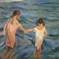 High quality wall art fine art oil painitng handpainted on canvas "Children in the sea" stunningoilpainting.com