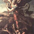 High quality wall art fine art oil painitng handpainted on canvas ”St. Michael Overwhelming the Demon” stunningoilpainting.com