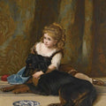 High quality wall art fine art oil painitng handpainted on canvas”a girl with a dog” stunningoilpainting.com