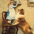 high quality wall art fine art oil painitng handpainted on canvas”a girl with a dog” stunningoilpainting.com
