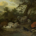 High quality wall art fine art oil painitng handpainted on canvas" a sleeping shepherd,sheep,dog" stunningoilpainting.com