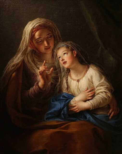 High quality wall art fine art oil painitng handpainted on canvas “The Education of the Virgin Mary” stunningoilpainting.com