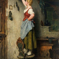 High quality wall art fine art oil painitng handpainted on canvas ”Girl at the clock” stunningoilpainting.com