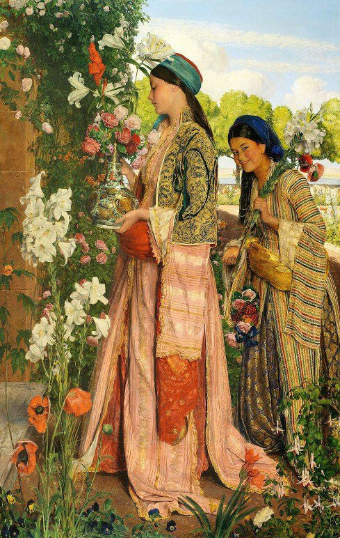 High quality wall art fine art oil painitng handpainted on canvas ”two women with flowers” stunningoilpainting.com