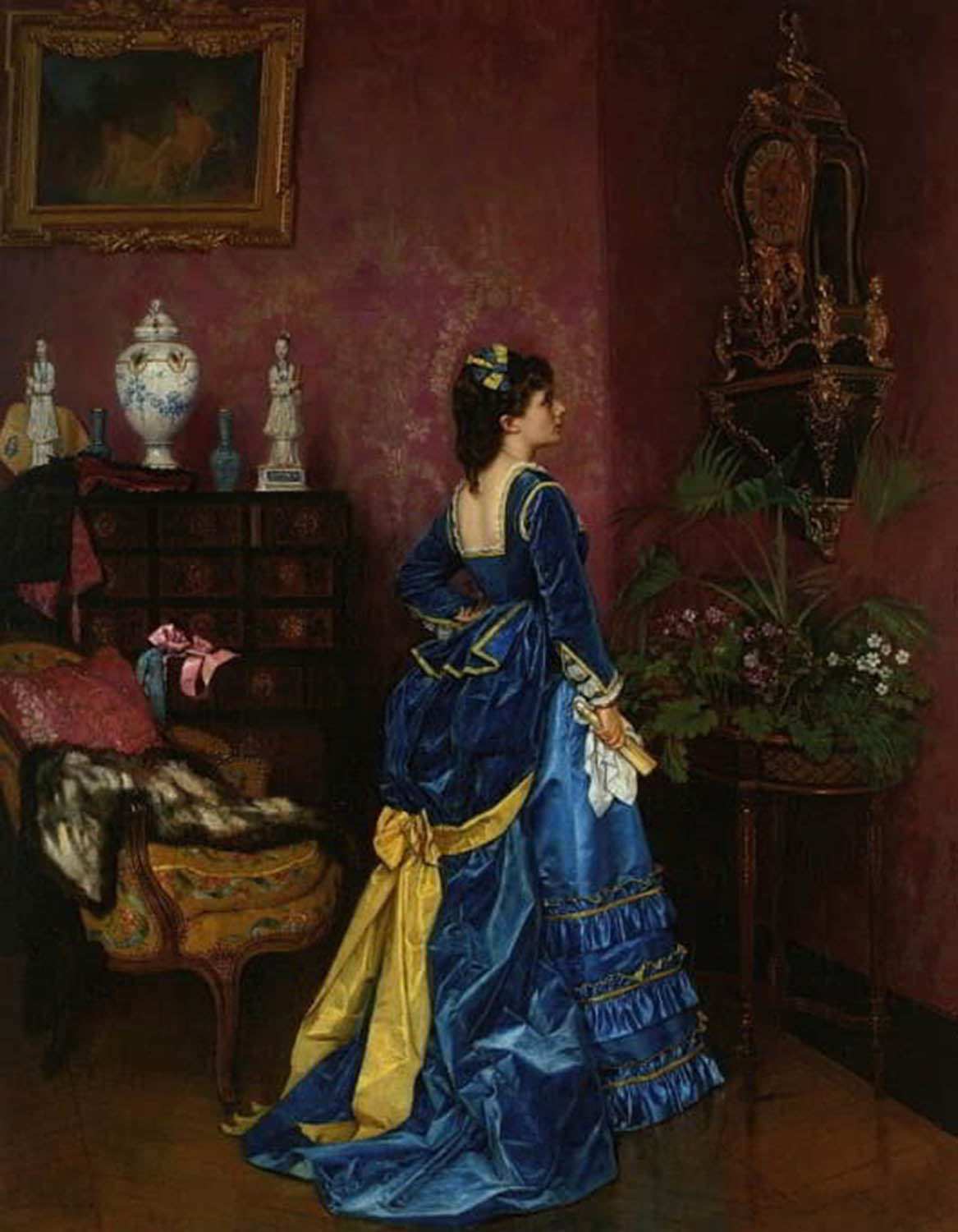 High quality wall art fine art oil painitng handpainted on canvas ”a young woman in blue” stunningoilpainting.com