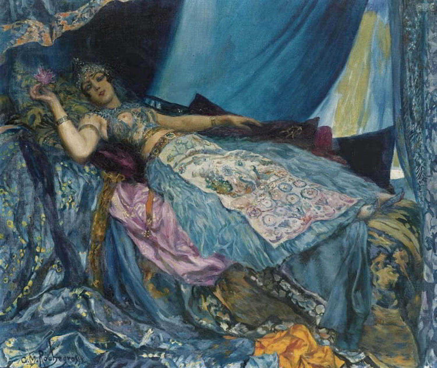 High quality wall art fine art oil painitng handpainted on canvas ”Princess in blue” stunningoilpainting.com
