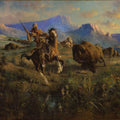 high quality wall art fine art oil painitng handpainted on canvas ”Buffalo Hunt” stunningoilpainting.com