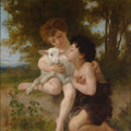 High quality wall art fine art oil painitng handpainted on canvas"two children and a sheep" stunningoilpainting.com