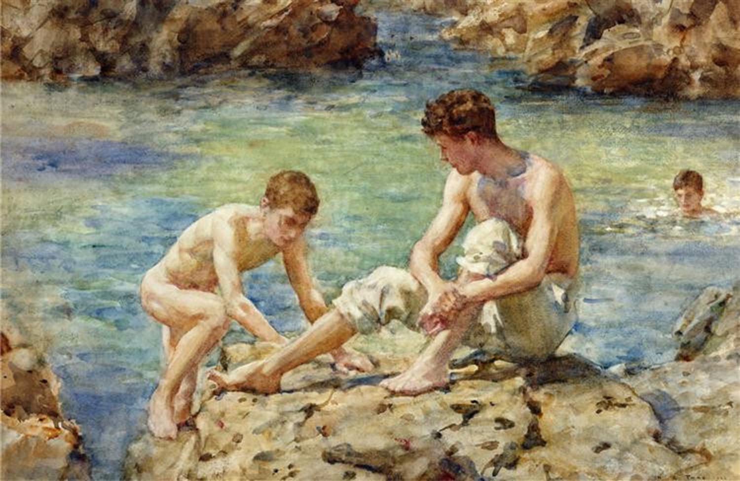 High quality wall art fine art oil painitng handpainted on canvas " The Bathers" stunningoilpainting.com