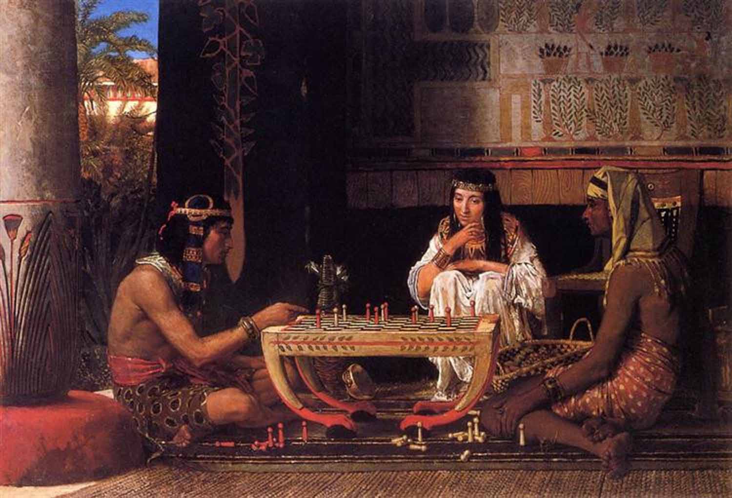 high quality wall art fine art oil painitng handpainted on canvas "Egyptian Chess Players" stunningoilpainting.com
