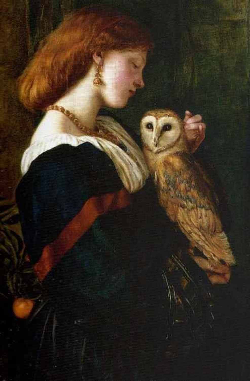 high quality wall art fine art oil painitng handpainted on canvas ” a girl and Owl” stunningoilpainting.com