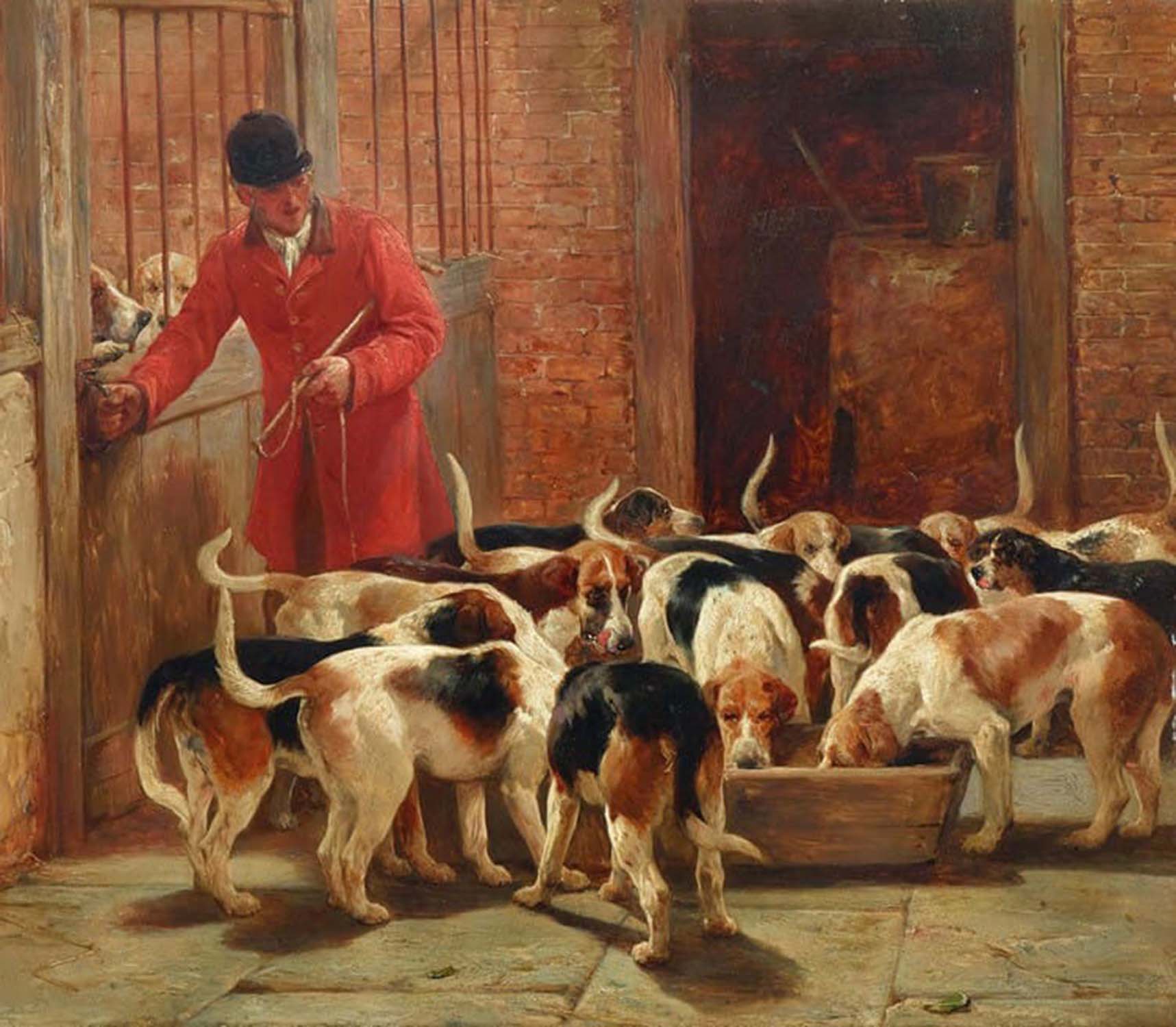 high quality wall art fine art oil painitng handpainted on canvas ”Beagles before the Hunt” stunningoilpainting.com