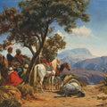 High quality wall art oil painitng handpainted on canvas "Arab horseman in the mountains“ stunningoilpainting.com