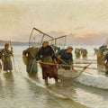 High quality wall art oil painitng handpainted on canvas "Prawn Fishing in Normandy“ stunningoilpainting.com