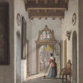 High quality wall art oil painitng handpainted on canvas "Girl sweeping the hallway of a house“ stunningoilpainting.com