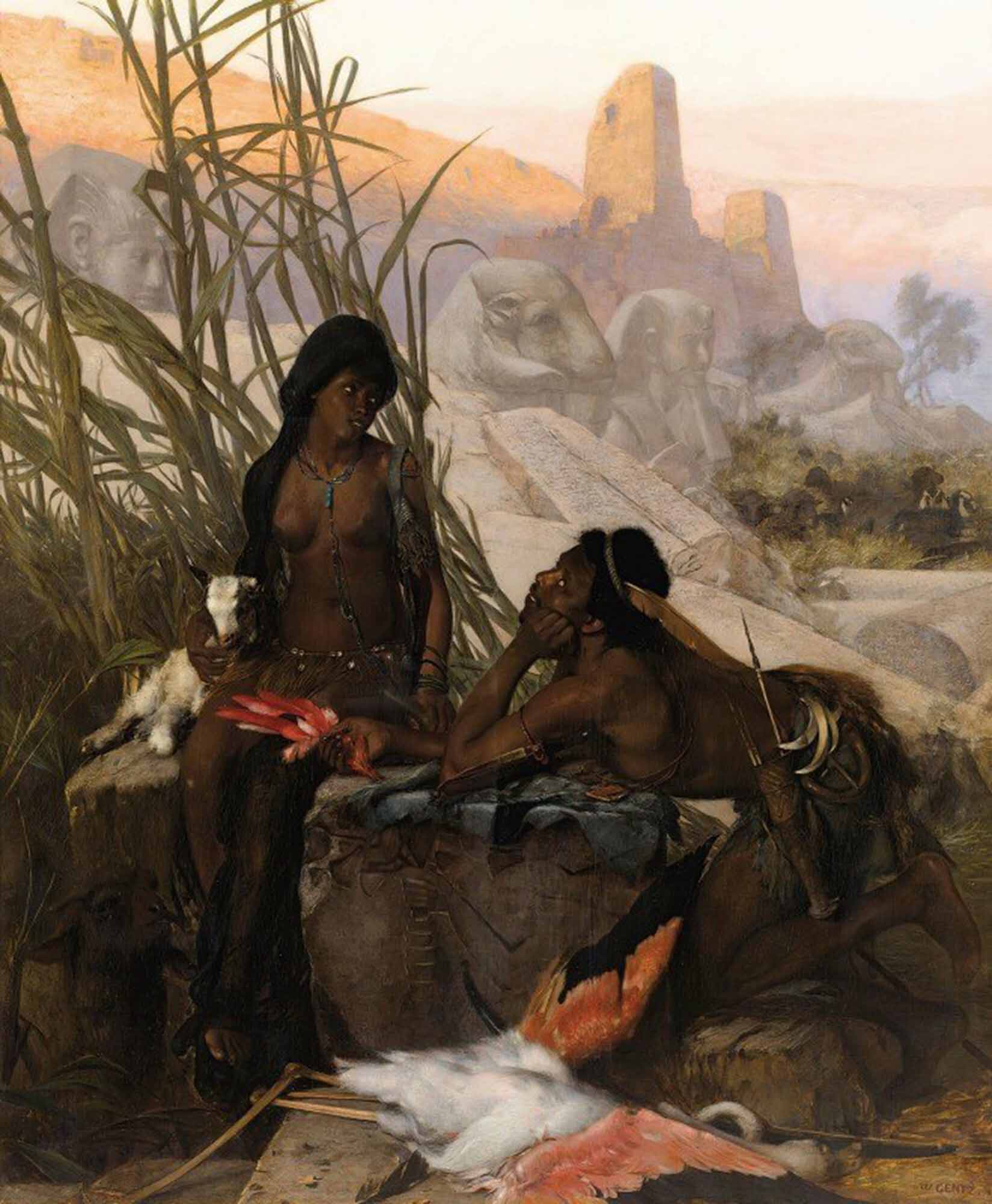 High quality wall art oil painitng handpainted on canvas "Nubian Hunters“ stunningoilpainting.com