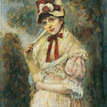 High quality wall art oil painitng handpainted on canvas "a young woman with a fan" stunningoilpainting.com
