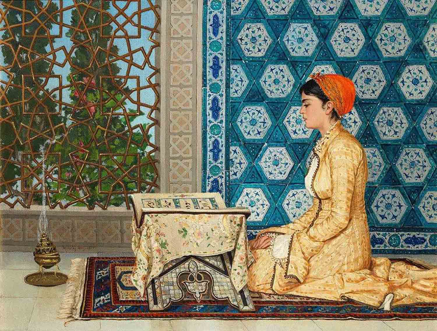 High quality wall art oil painitng handpainted on canvas "Young Woman Reading“ stunningoilpainting.com