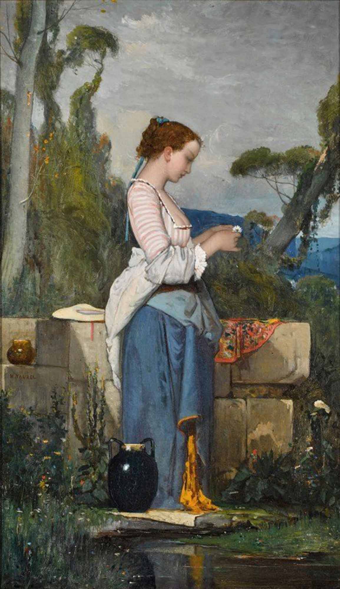 High quality wall art oil painitng handpainted on canvas " A Young Woman At A Well“ stunningoilpainting.com