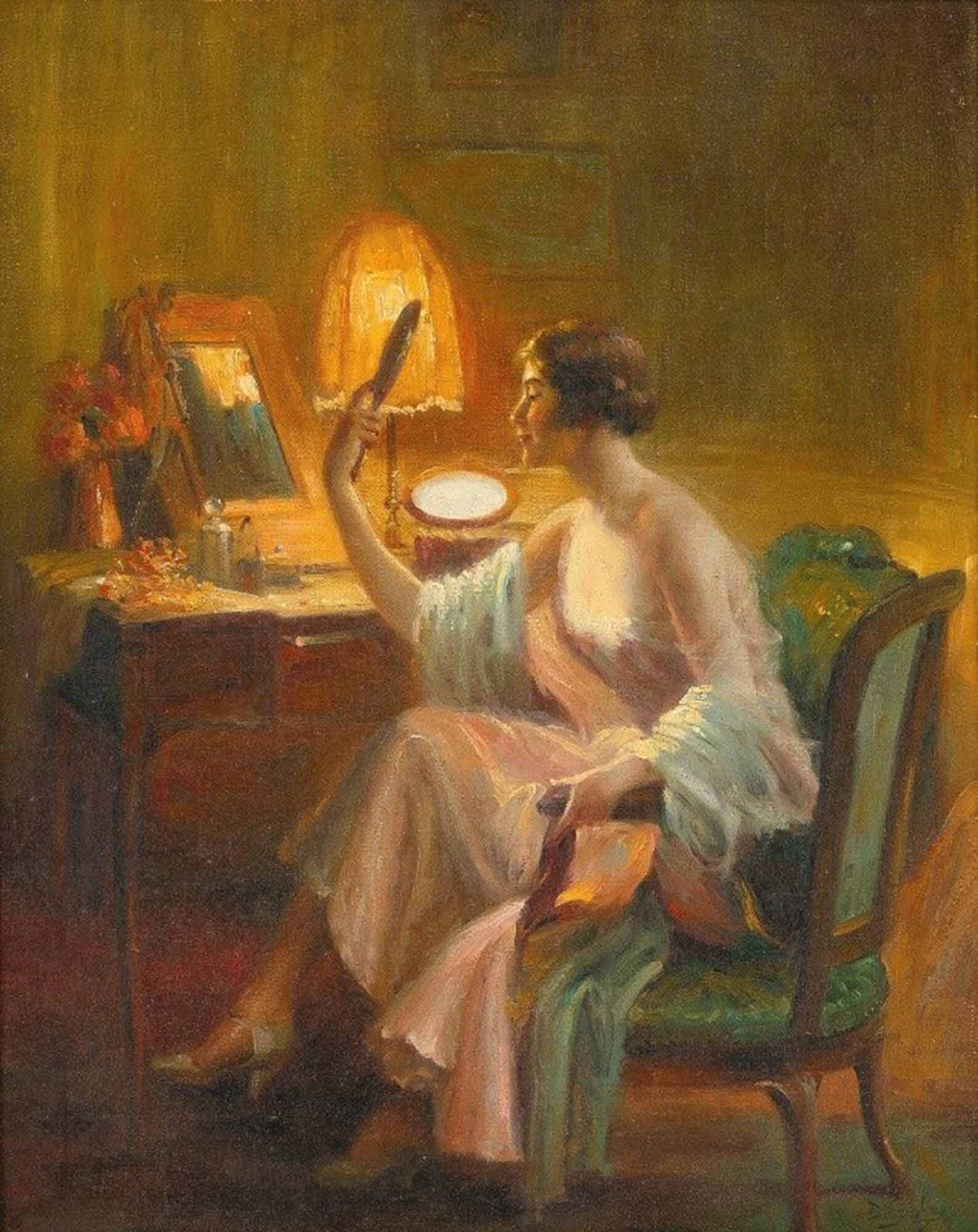 High quality wall art oil painitng handpainted on canvas " Boudoir room“ stunningoilpainting.com