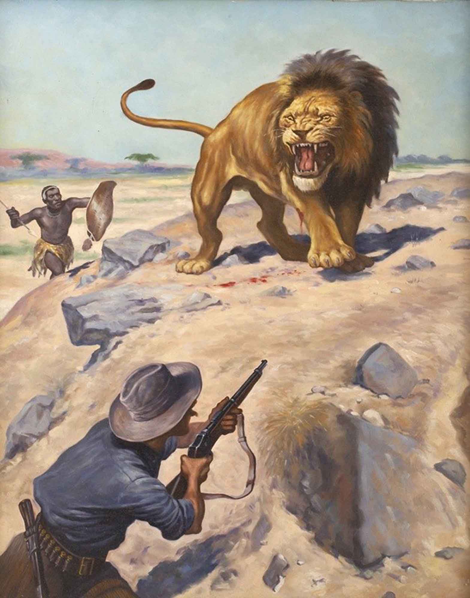 High quality wall art oil painitng handpainted on canvas "Lion Hunter“ stunningoilpainting.com