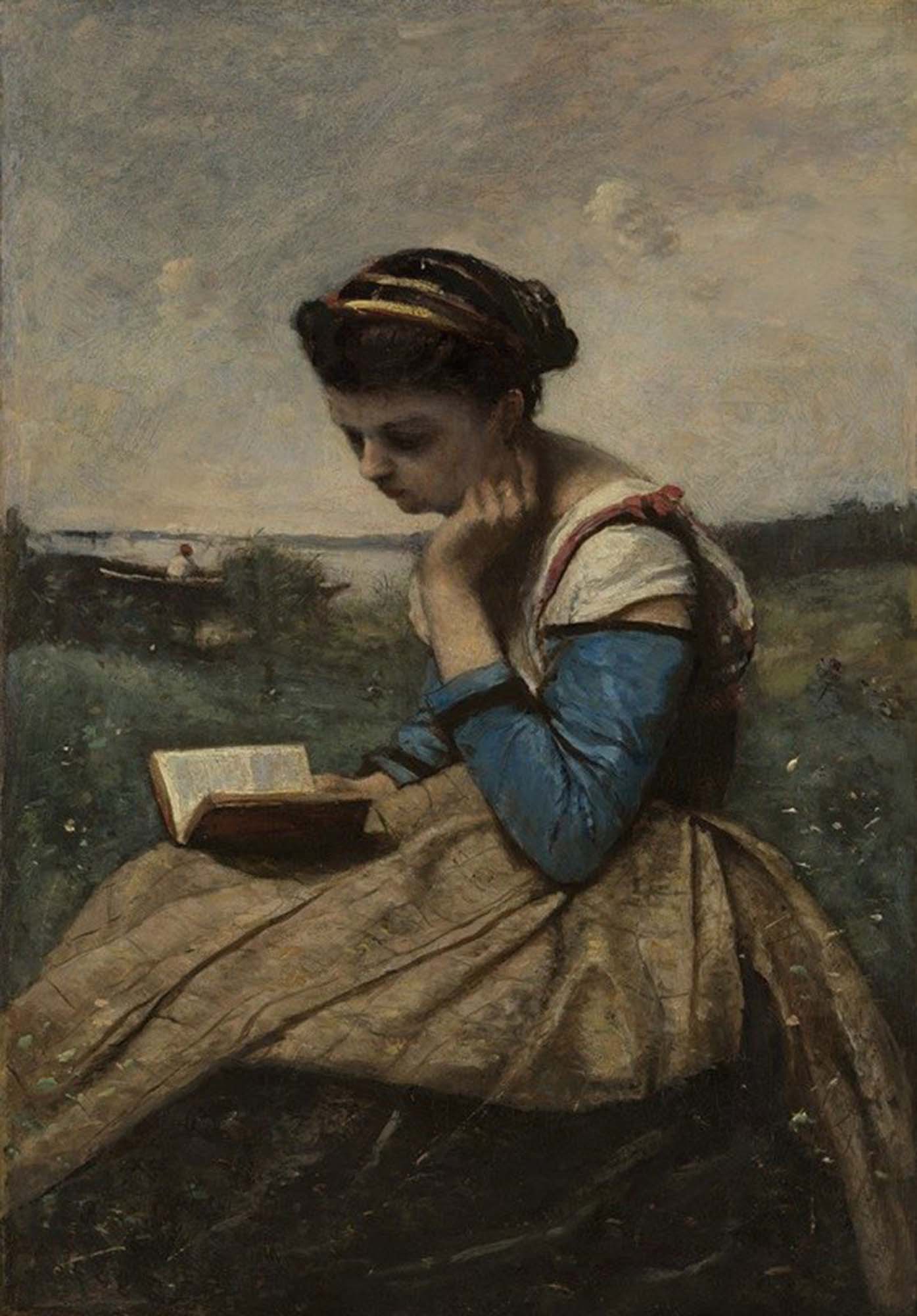 High quality wall art oil painitng handpainted on canvas "a woman reading a book“ stunningoilpainting.com