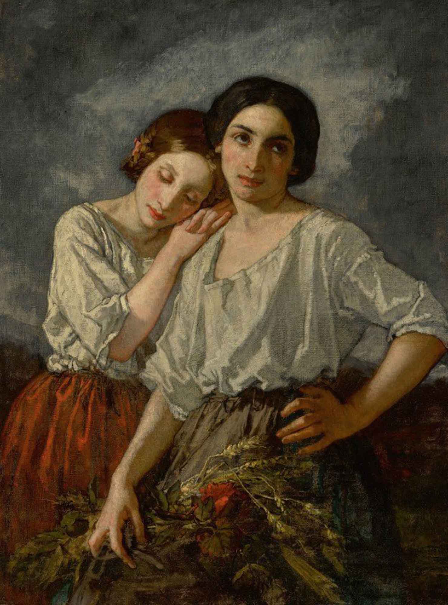 High quality wall art oil painitng handpainted on canvas "two sisters“ stunningoilpainting.com