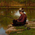 High quality wall art oil painitng handpainted on canvas "Waiting for a Bite, Central Park“ stunningoilpainting.com