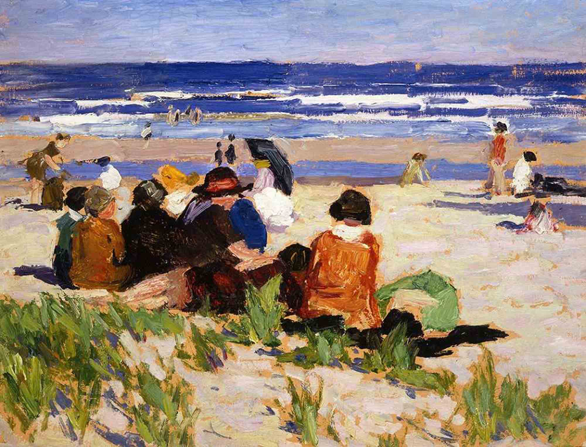 High quality wall art oil painitng handpainted on canvas "On the Beach“ stunningoilpainting.com