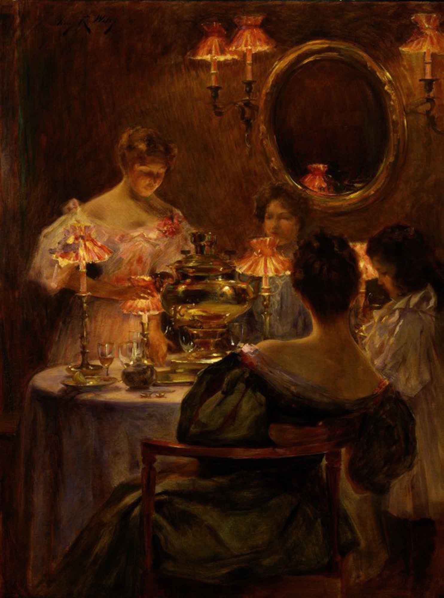 High quality wall art oil painitng handpainted on canvas " Tea“ stunningoilpainting.com