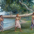 High quality wall art oil painitng handpainted on canvas "Girls Carrying a CanoeVaiala“ stunningoilpainting.com