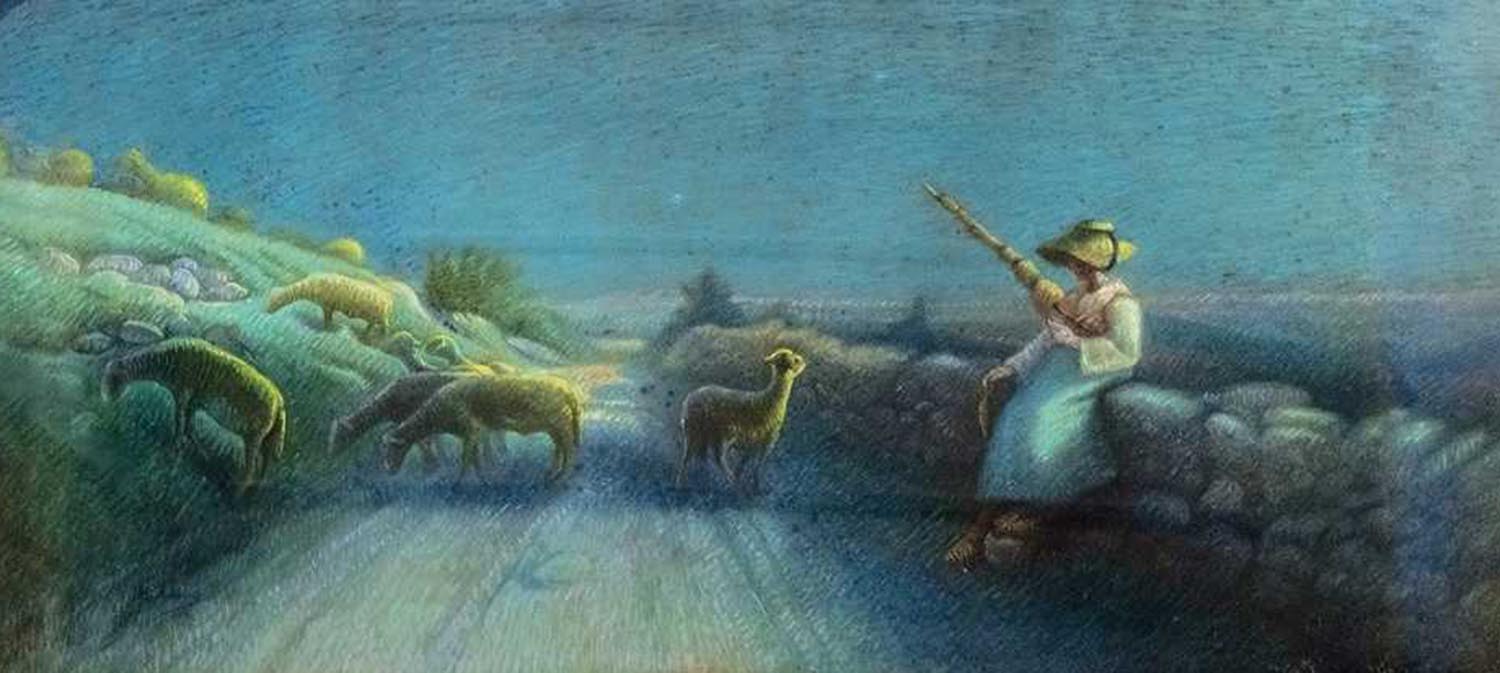 High quality wall art oil painitng handpainted on canvas "Shepherdess“ stunningoilpainting.com