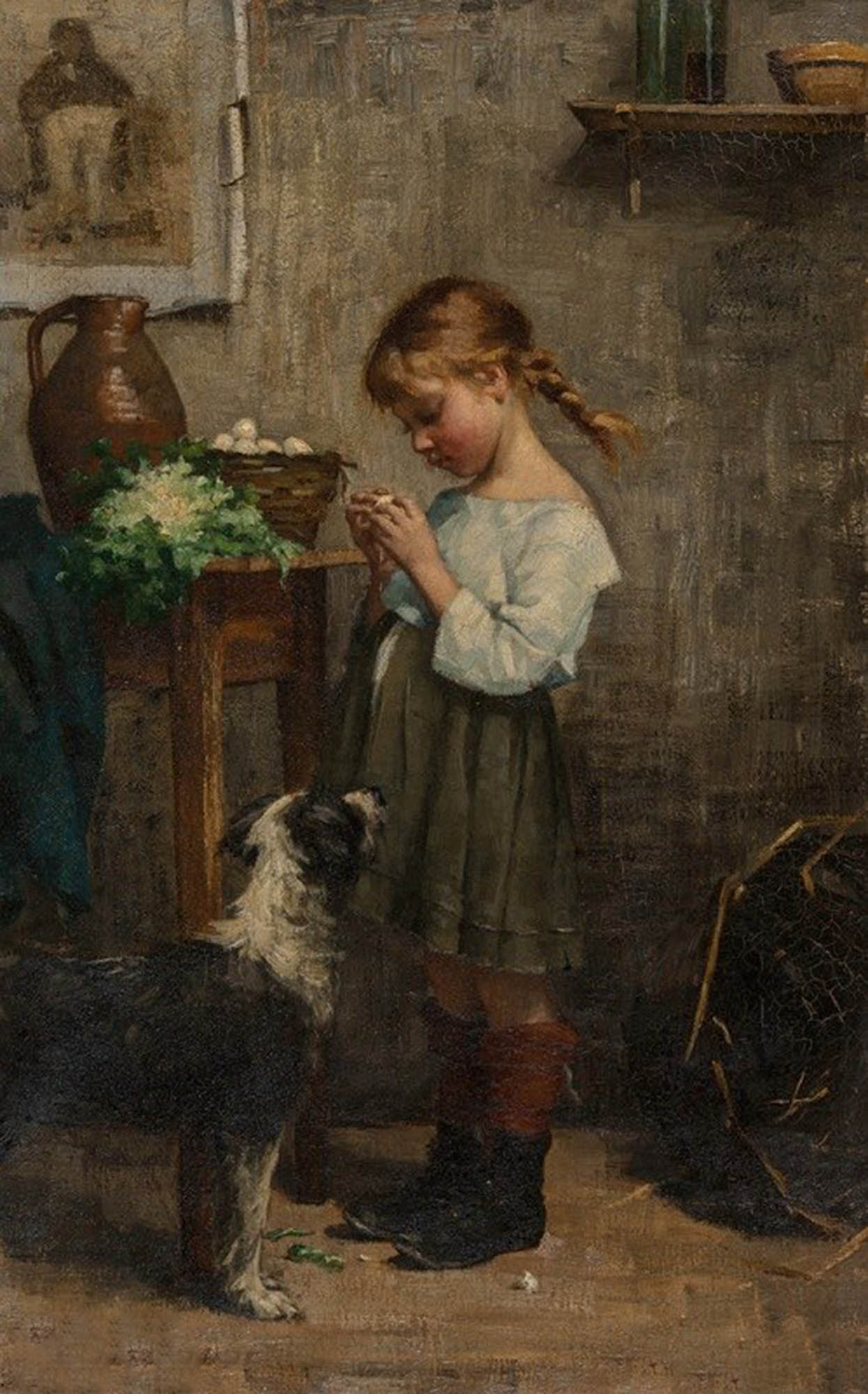 High quality wall art oil painitng handpainted on canvas "a little girl with a dog“ stunningoilpainting.com