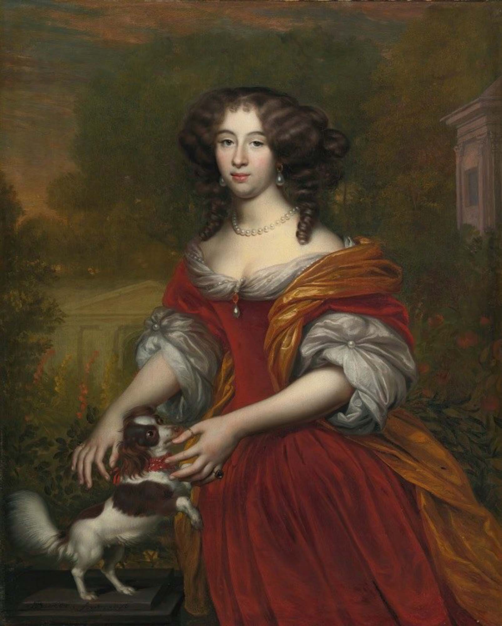 High quality wall art oil painitng handpainted on canvas "Portrait of a lady with a dog“ stunningoilpainting.com