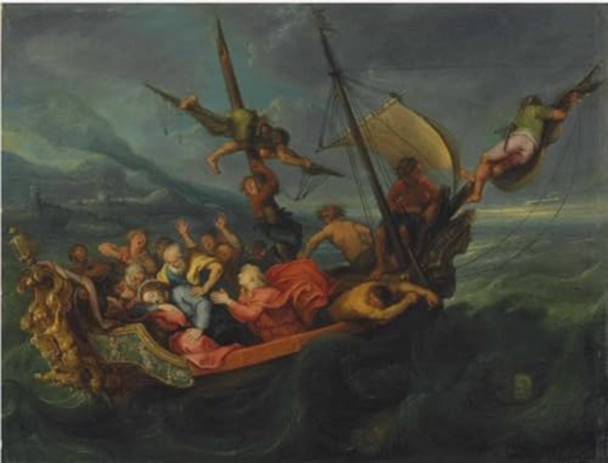 high quality wall art fine art oil painitng handpainted on canvas" Christ on the sea of Galilee" stunningoilpainting.com