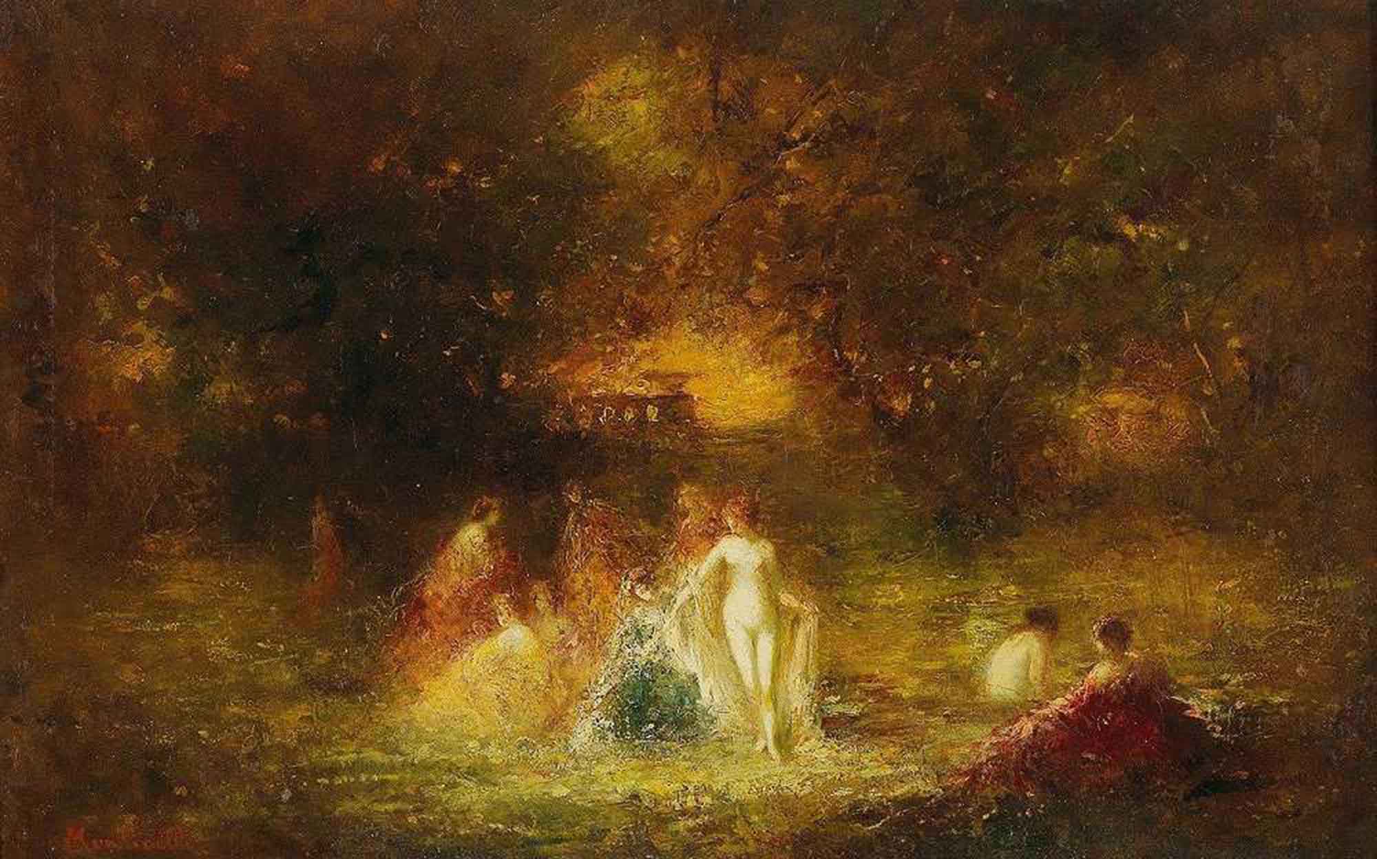 High quality wall art oil painitng handpainted on canvas "Women Bathing“ stunningoilpainting.com