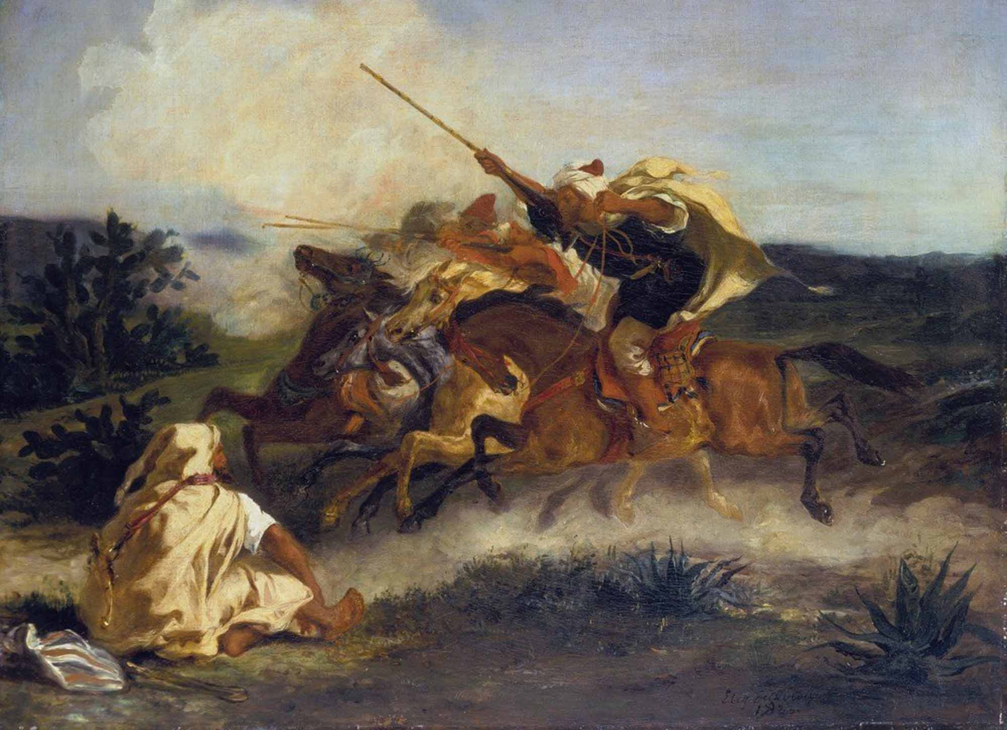 High quality wall art oil painitng handpainted on canvas "Fantasia arabe" stunningoilpainting.com