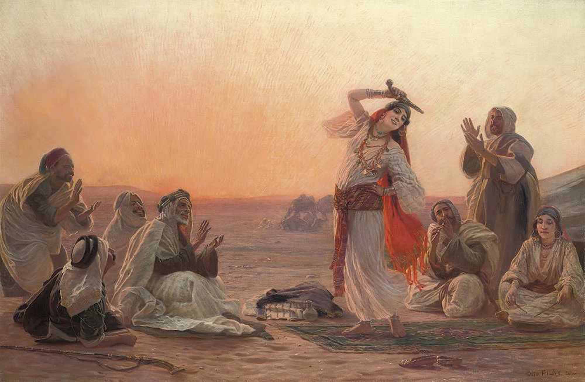 High quality wall art oil painitng handpainted on canvas "A Dance At Sunset" stunningoilpainting.com