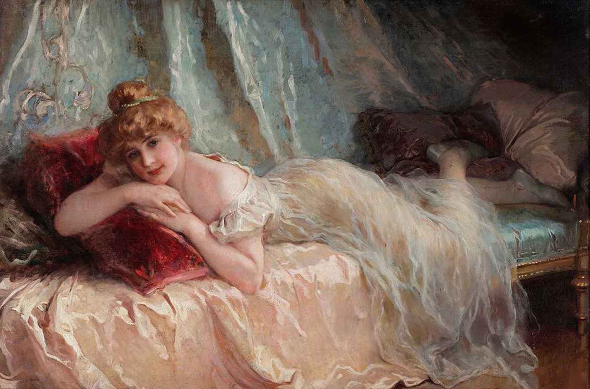 High quality wall art oil painitng handpainted on canvas "a lazy woman“ stunningoilpainting.com