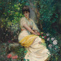 High quality wall art oil painitng handpainted on canvas "A seat in the shade“ stunningoilpainting.com