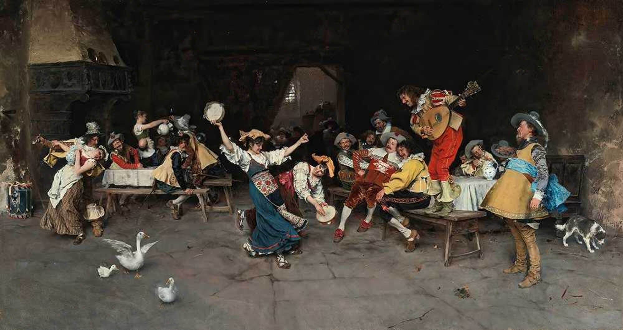 High quality wall art oil painitng handpainted on canvas " home dance gathering“ stunningoilpainting.com