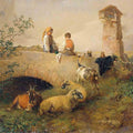 High quality wall art oil painitng handpainted on canvas " boy,girl,sheep“ stunningoilpainting.com