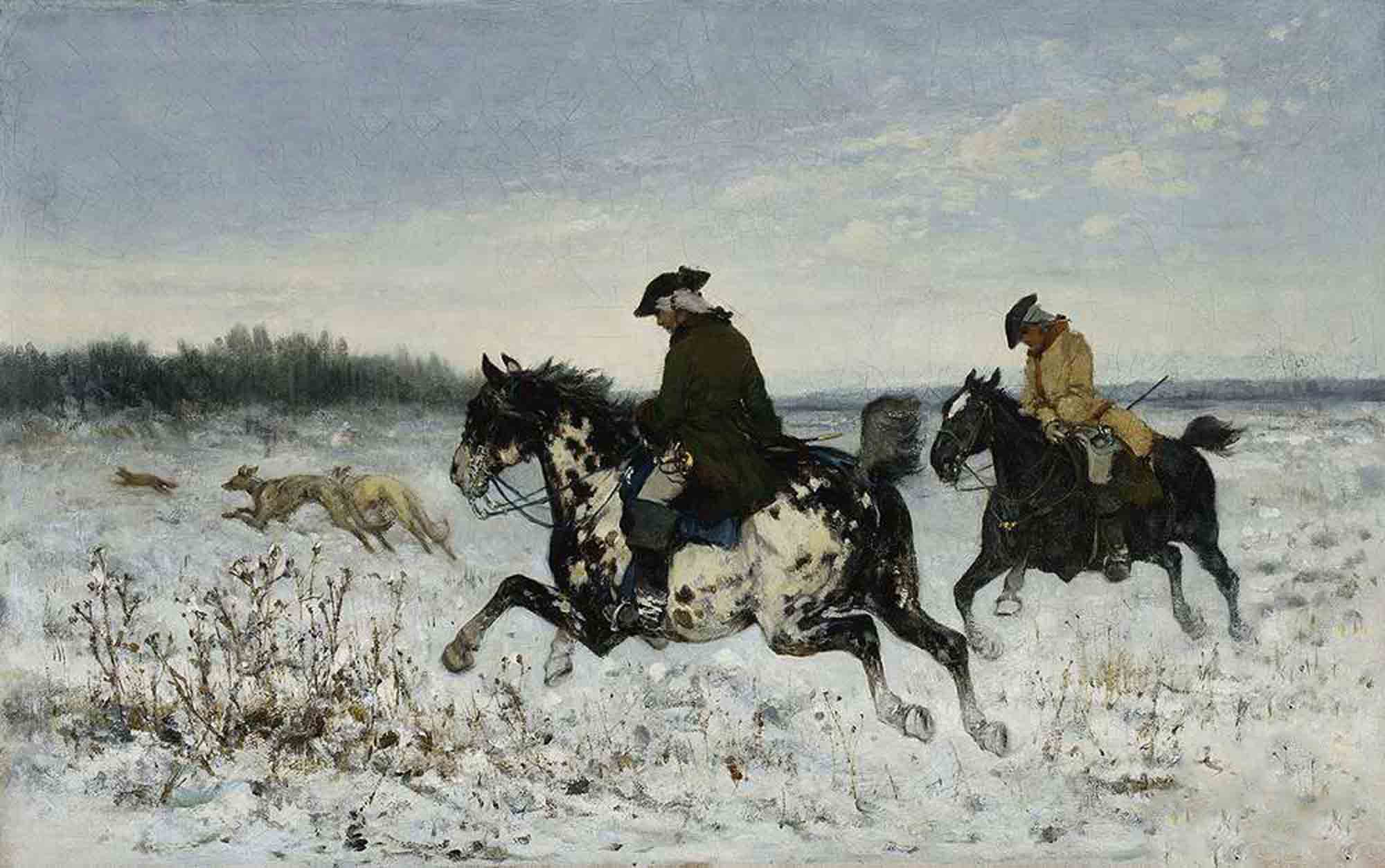 High quality wall art oil painitng handpainted on canvas " Hunting with greyhounds“ stunningoilpainting.com