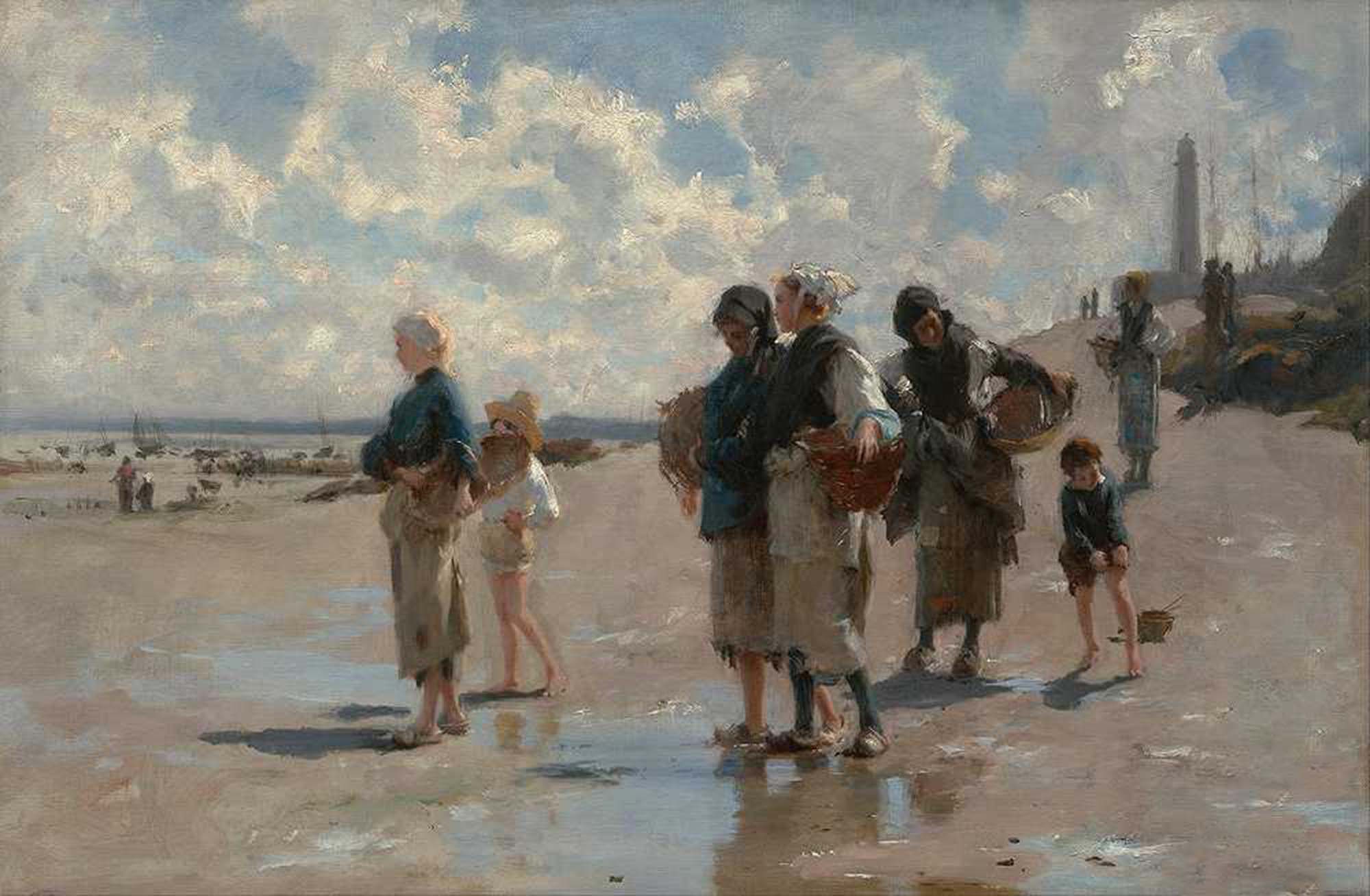 High quality wall art oil painitng handpainted on canvas " oyster fishing“ stunningoilpainting.com