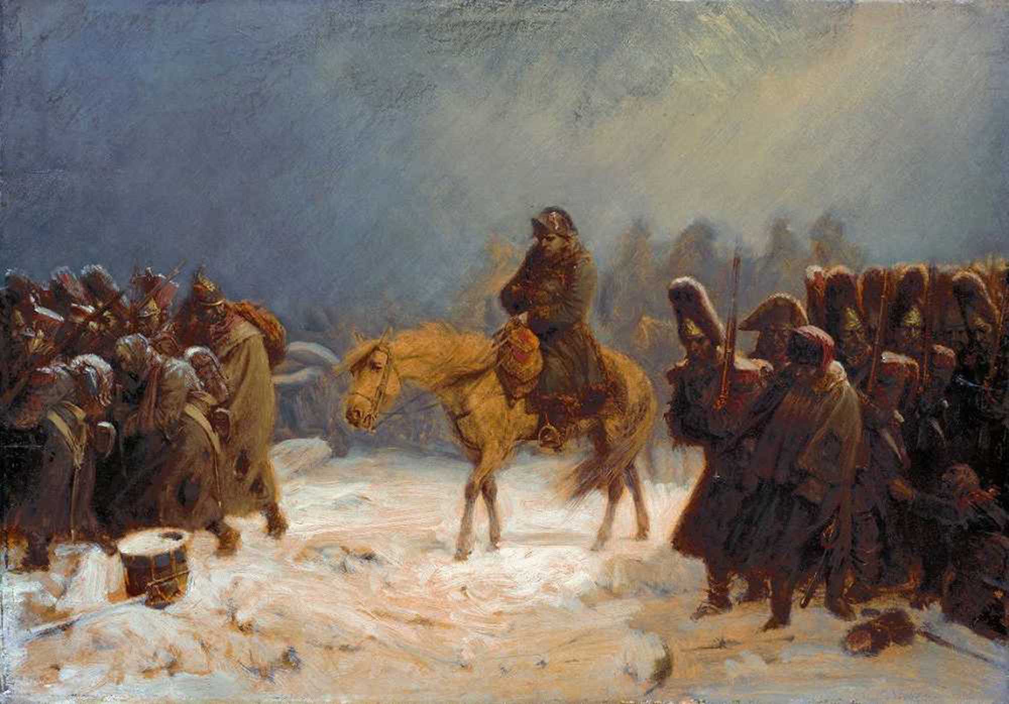 High quality wall art oil painitng handpainted on canvas "Napoleons Retreat From Russia“ stunningoilpainting.com