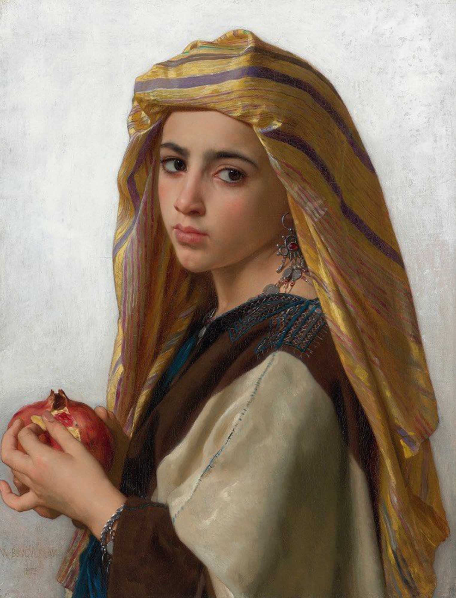High quality wall art oil painitng handpainted on canvas "The girl holding a pomegranate“ stunningoilpainting.com