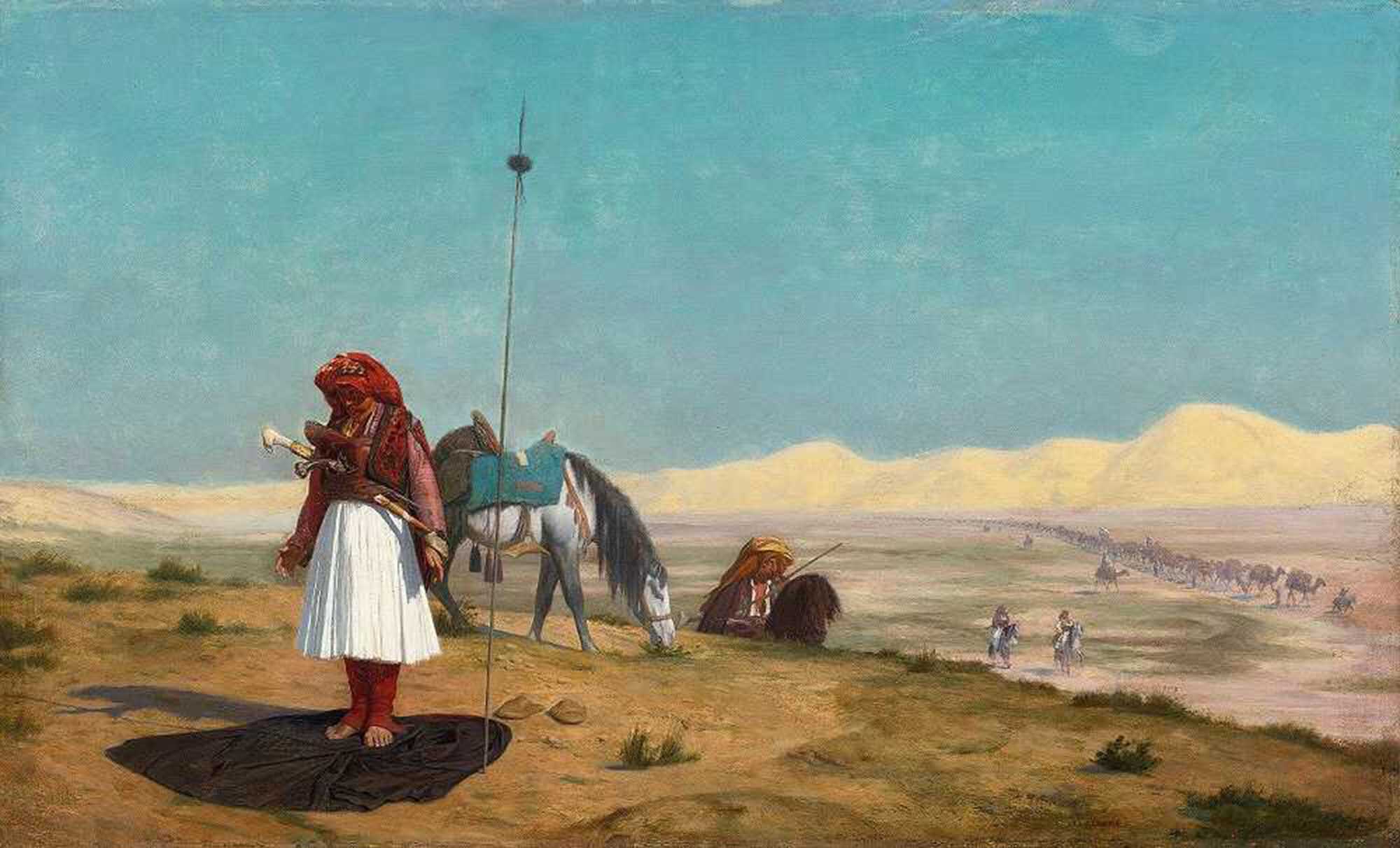High quality wall art oil painitng handpainted on canvas "Prayer in the Desert“ stunningoilpainting.com