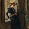High quality wall art oil painitng handpainted on canvas "Lady with Strawhat“ stunningoilpainting.com