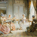High quality wall art oil painitng handpainted on canvas "The embroidery class“ stunningoilpainting.com