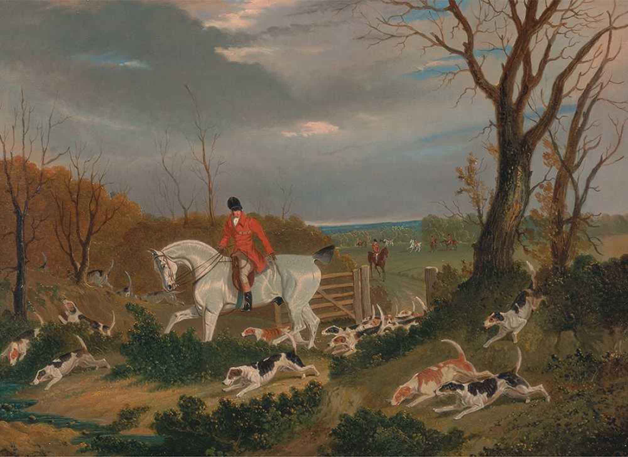 High quality wall art oil painitng handpainted on canvas "a hunter with dogs“ stunningoilpainting.com